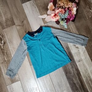 Gymboree Toddler Boy Size 3T Long Sleeve Henley Colorblock Top EUC
